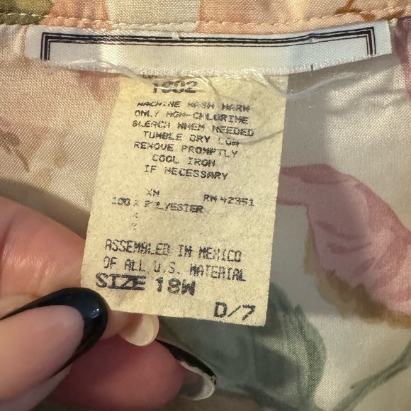 1970’s Floral Button-Up Collared Flower Neutral Blouse 18W Granny Cottagecore - Picture 5 of 12